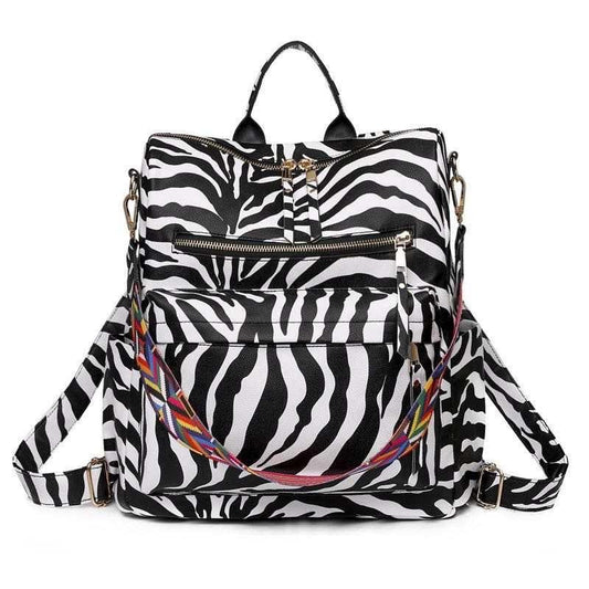 Back Pack with Guitar Strap - Small Zebra Lines
