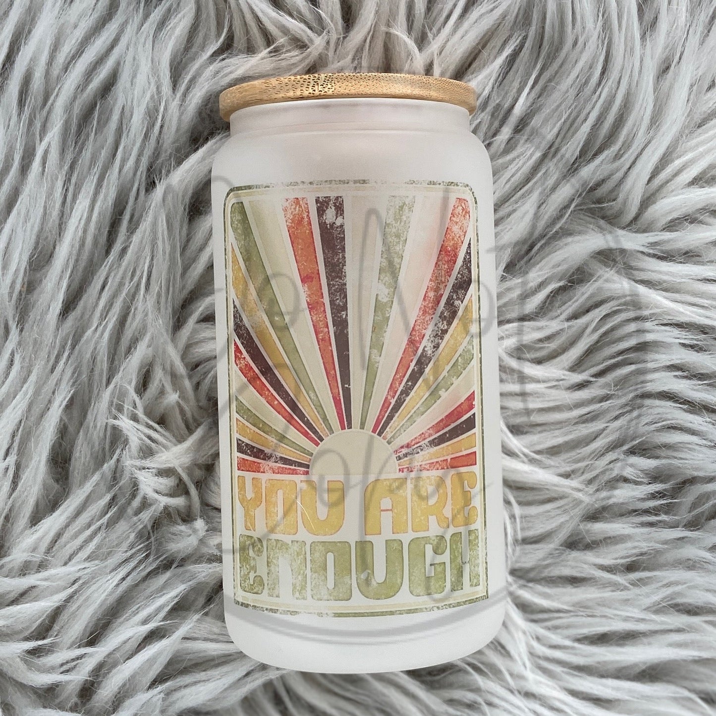 You are enough Retro Glass Can
