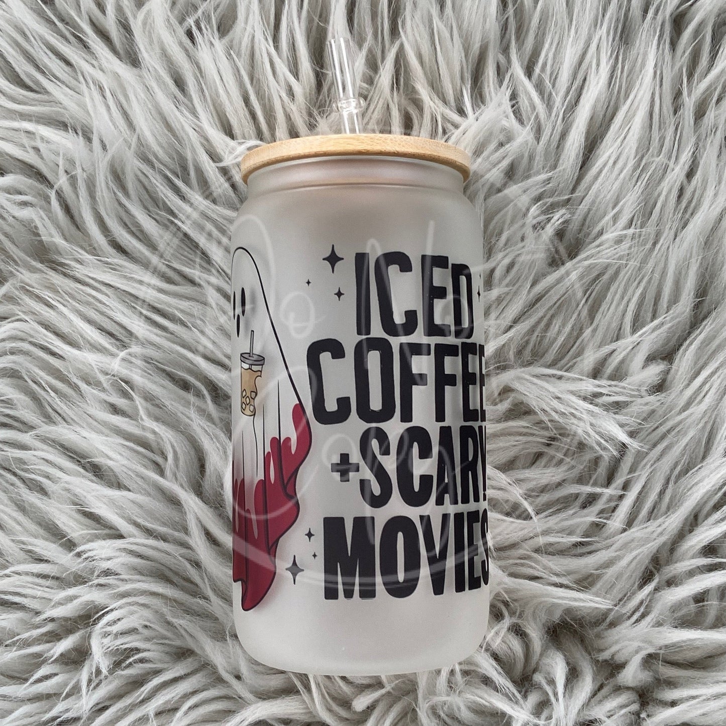 Iced Coffee and Scary Movies Glass Can