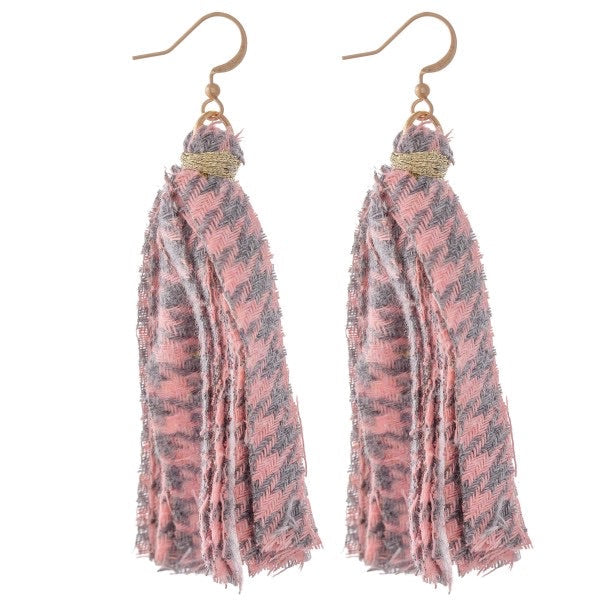 Pink Fabric Tassel Earrings