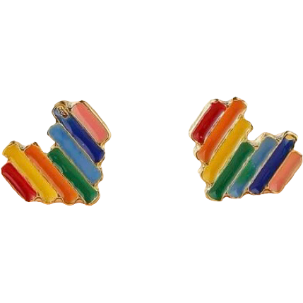 Rainbow Heart Stud Earring