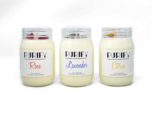 Jumbo Purify Candles with Herbs and Pink Salt - 100 Hour Burn Time Soy Wax Candles