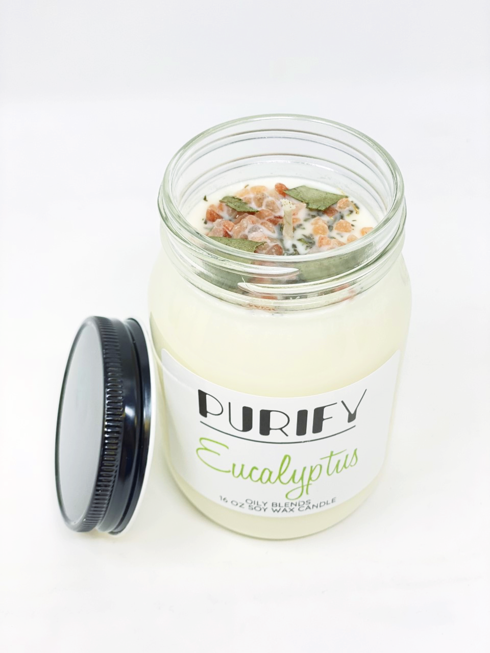 Jumbo Purify Candles with Herbs and Pink Salt - 100 Hour Burn Time Soy Wax Candles