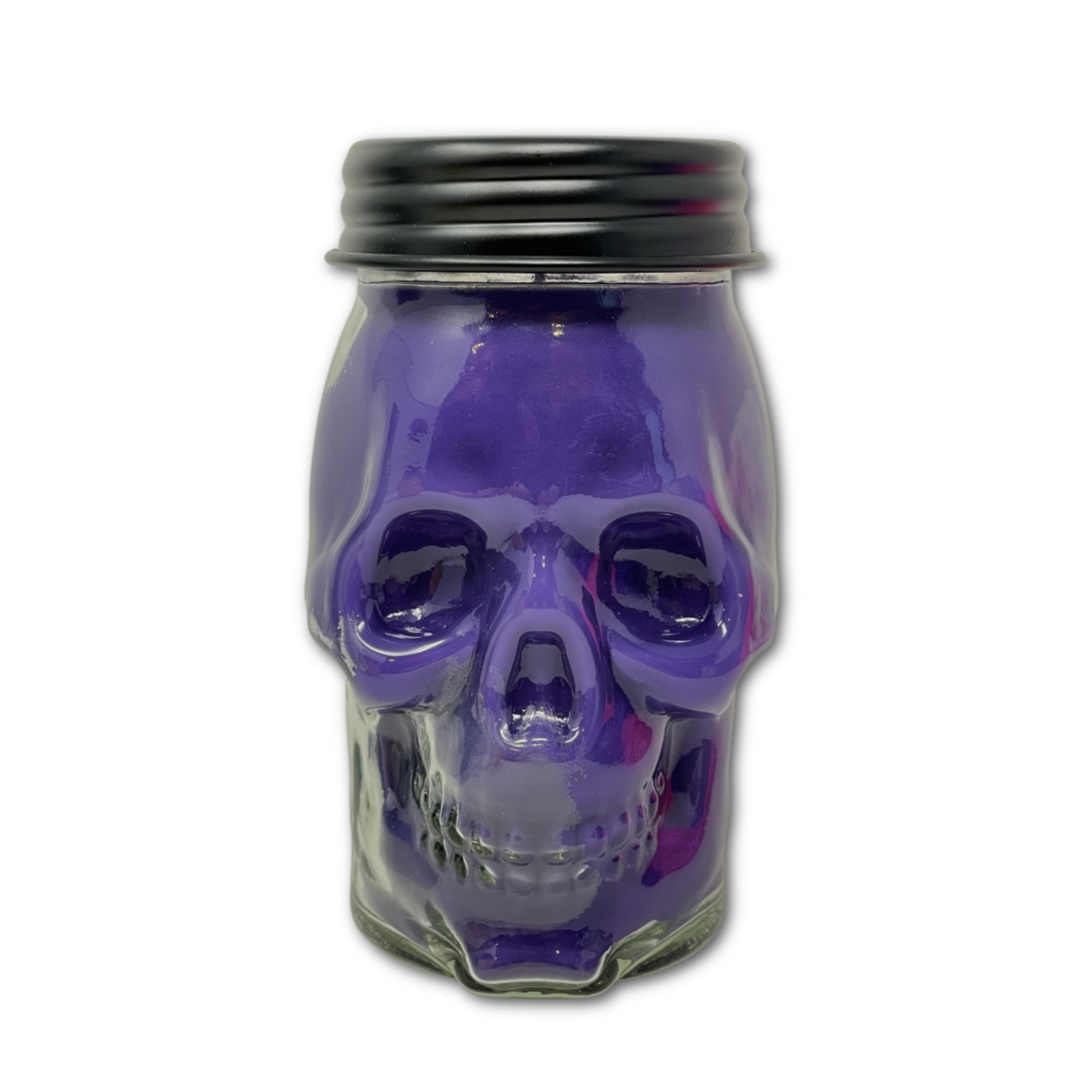 Mardi Gras Skull Candles in Specialty Jar with Glitter